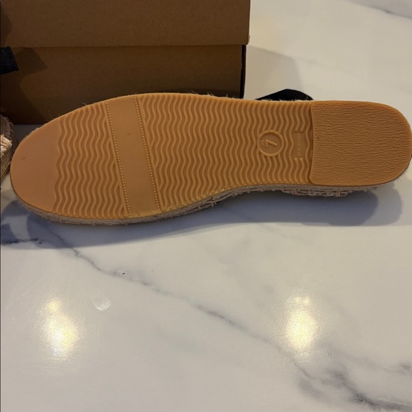 Women's Beige Espadrille Flats with Black Accents - Picture 3 of 6